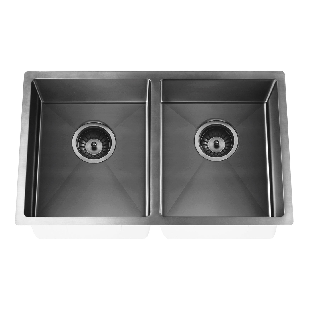Meir Double Bowl Pvd Kitchen Sink 760mm - Brushed Gun Metal