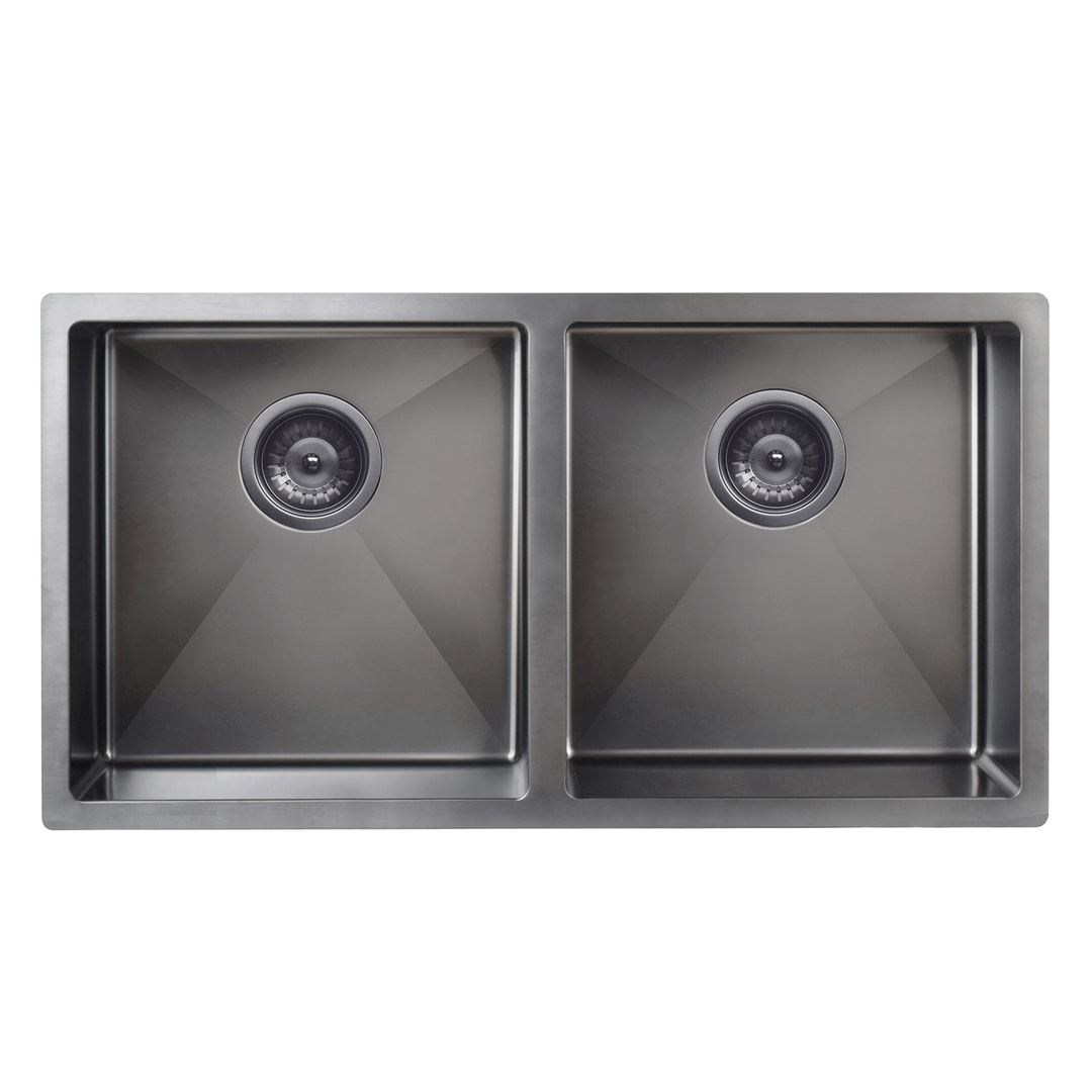 Meir Double Bowl Pvd Kitchen Sink 860mm - Brushed Gun Metal