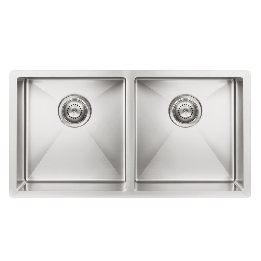 Meir Double Bowl Pvd Kitchen Sink 860mm - Brushed Nickel