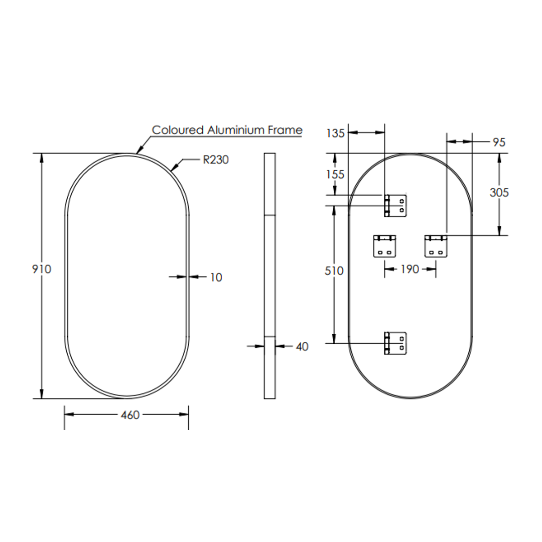 Remer Modern Oblong Mirror 460W X 910H X 40D - Brushed Nickel