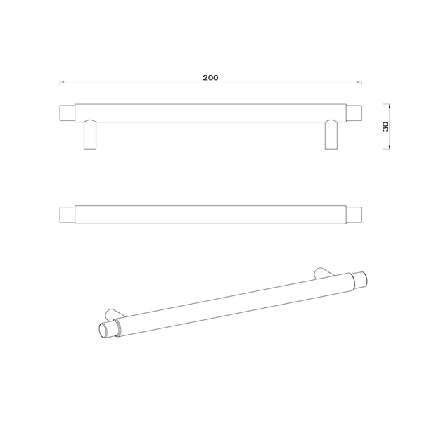 Meir Oppen Round Pull 200Mm Cabinet Handle Brushed Nickel Mrch-1P20N-Pvdbn