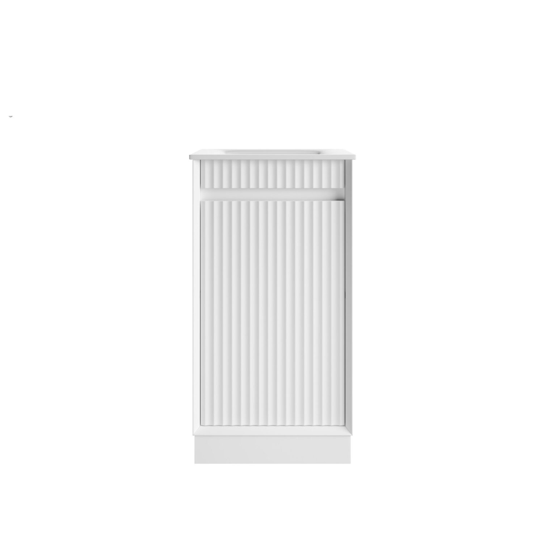 Aulic Mini Ravia Fluted Floor 450Mm Matte White Cabinet With Sintera Top With No Tap Hole