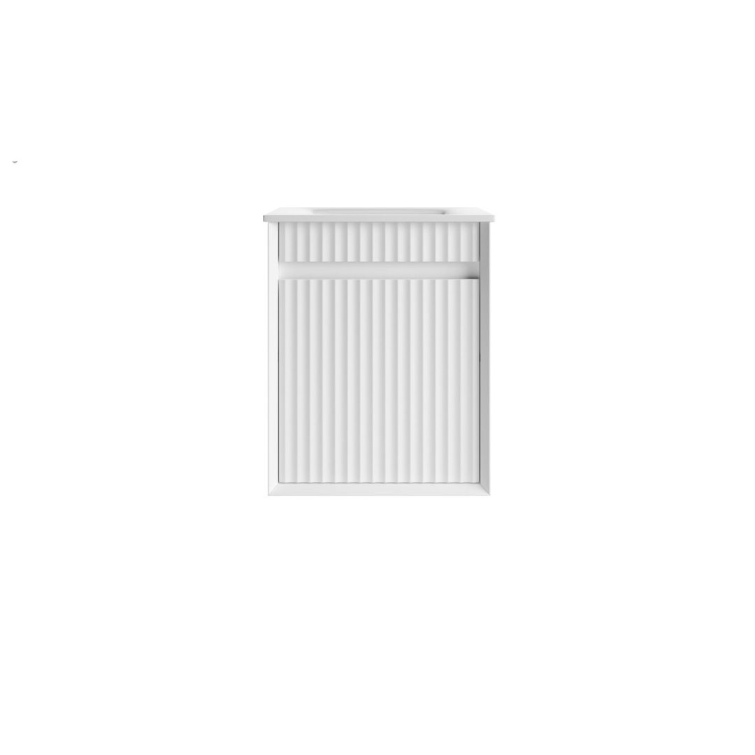 Aulic Mini Ravia Fluted W/H 450Mm Matte White Cabinet With Sintera Top With Tap Hole