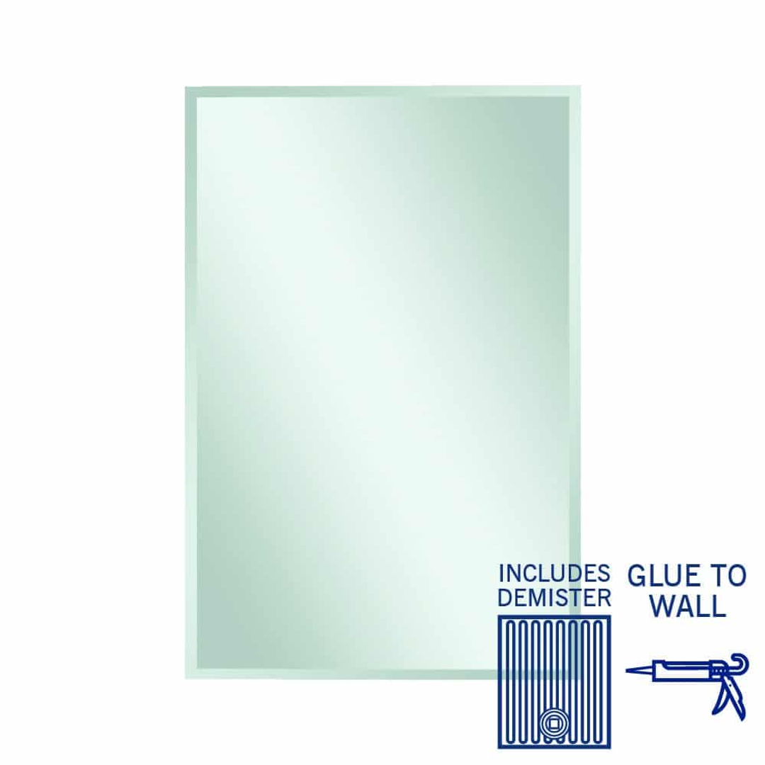 Thermogroup Montana Rectangle 25mm Bevel Edge Mirror 1200x800mm - Glue-to-Wall and Demister