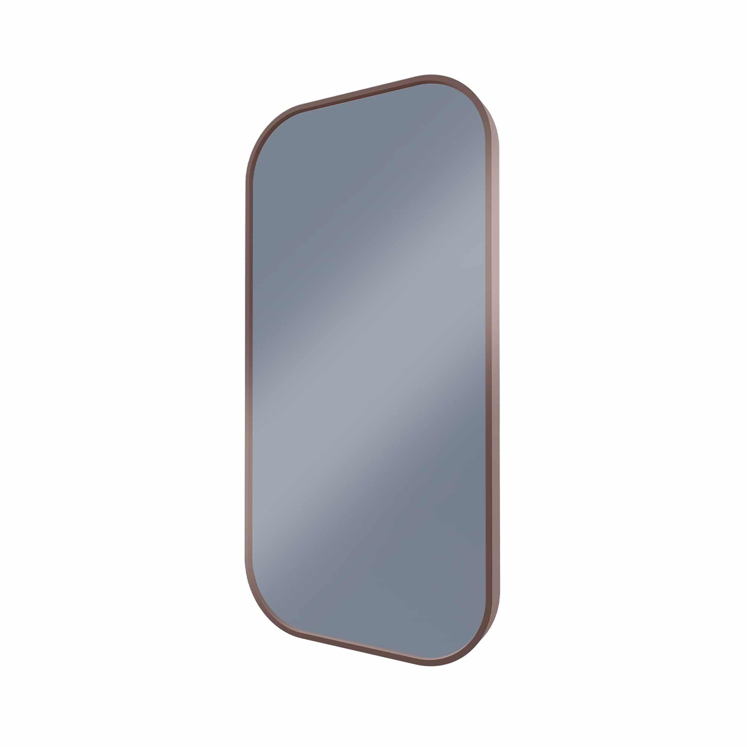 Remer Modern Soft Rectangle Mirror 450X900 Cuban Bronze Framed With Mirage Magnifier
