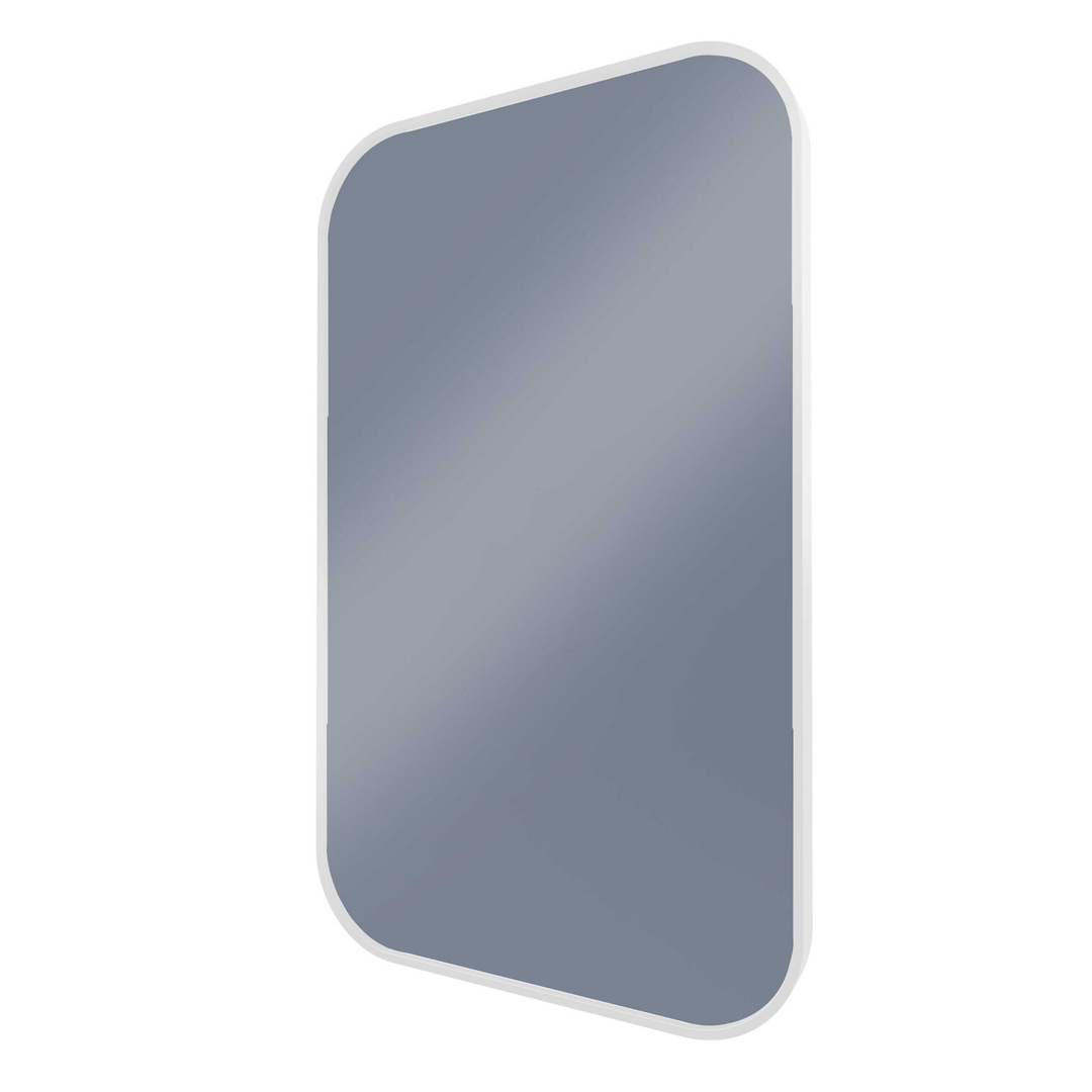 Remer Modern Soft Rectangle 600X1000 Milano White Framed Mirror With Mirage Magnifier