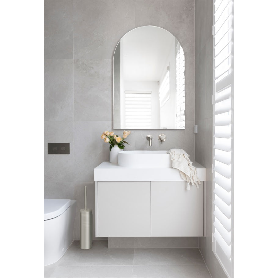 Meir Round Toilet Brush And Holder Brushed Nickel