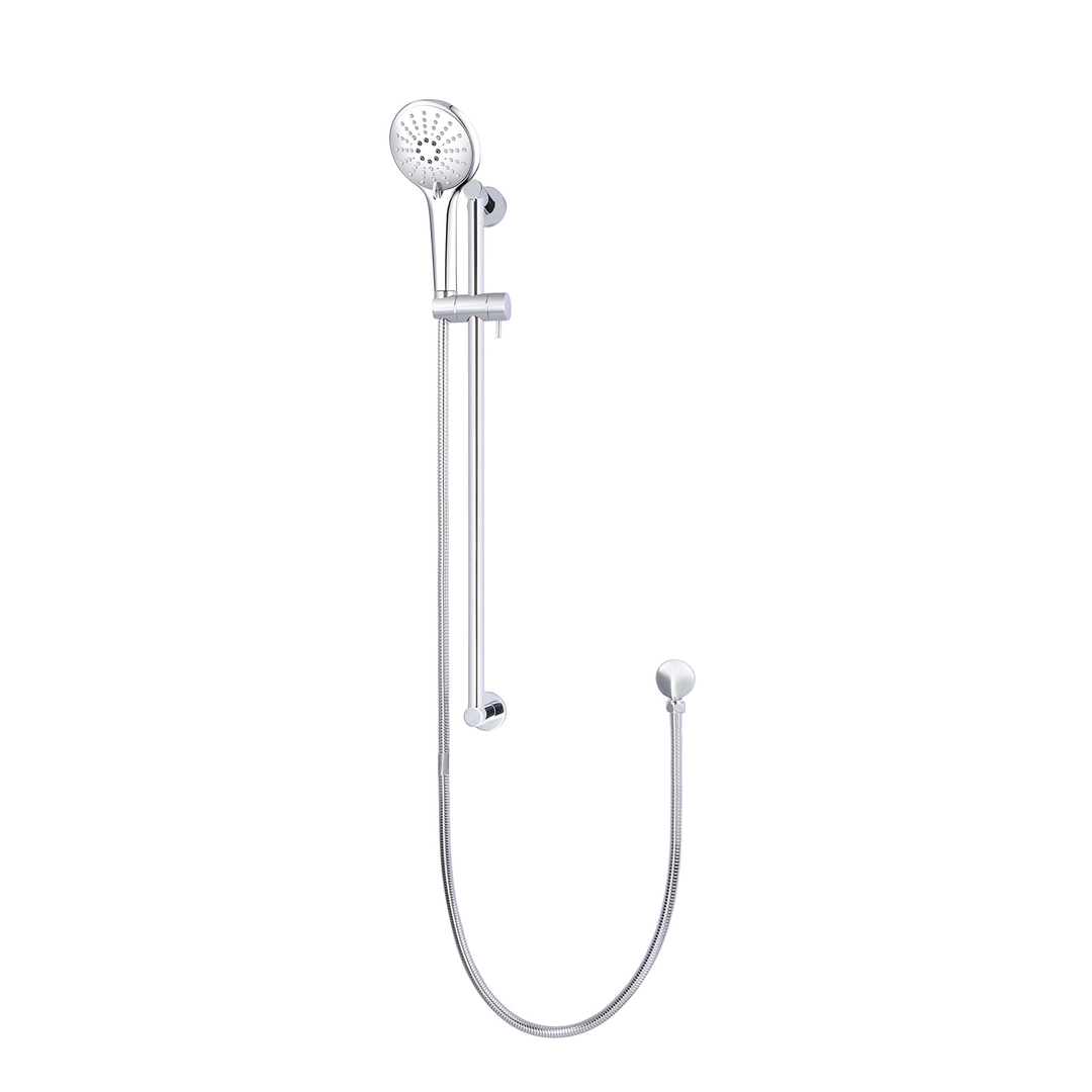 Meir Round Three Function Hand Shower On Rail Column Polished Chrome Mz0402-C