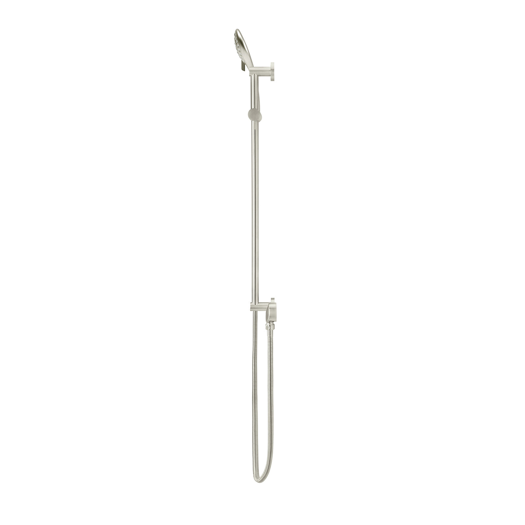 Meir Round Three Function Hand Shower On Rail Column Brushed Nickel