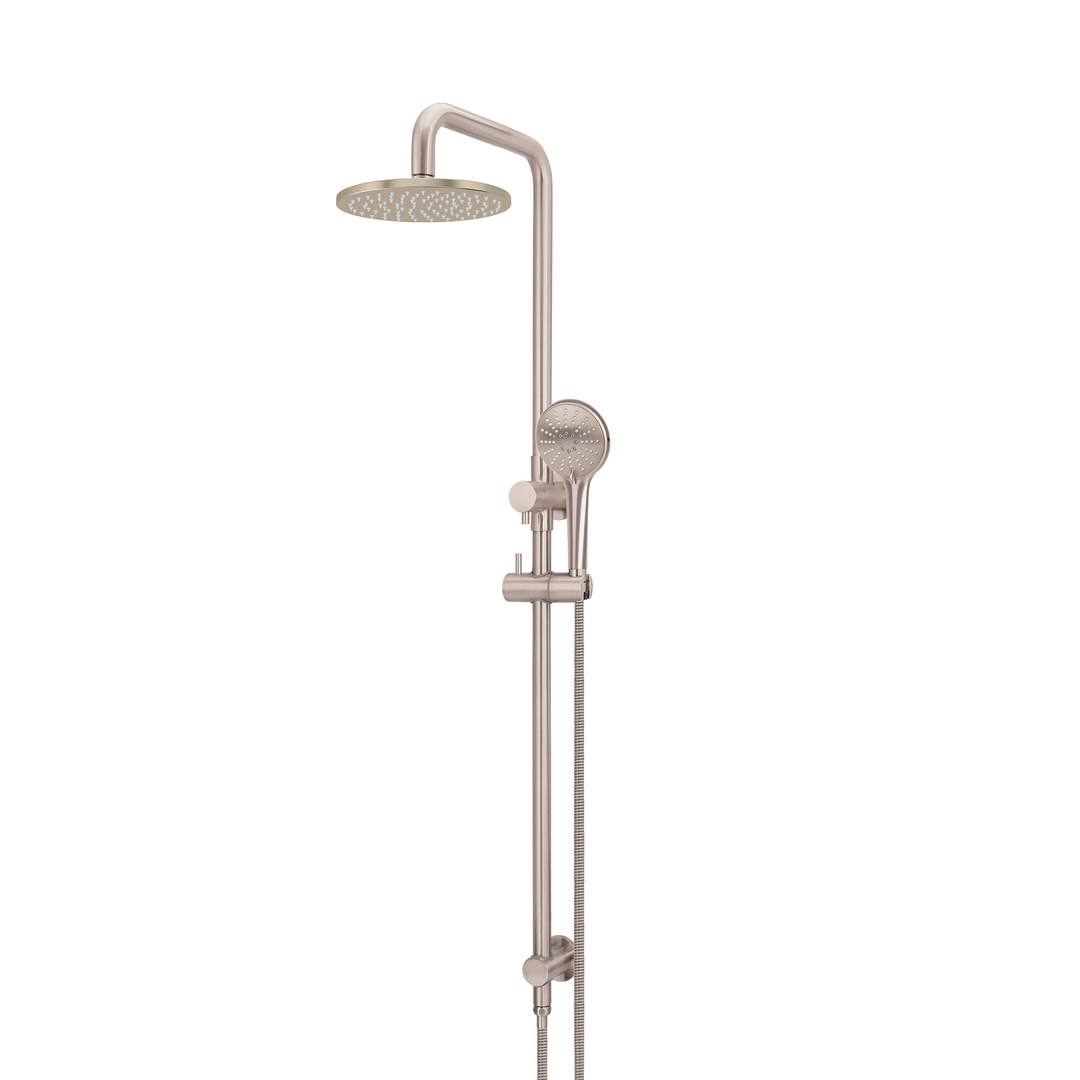 Meir Round Combination Shower Rail 200Mm Rose Three Function Hand Shower Champagne