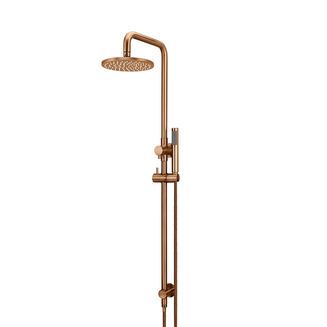 Meir Round Combination Shower Rail 200Mm Rose Single Function Hand Shower Lustre Bronze