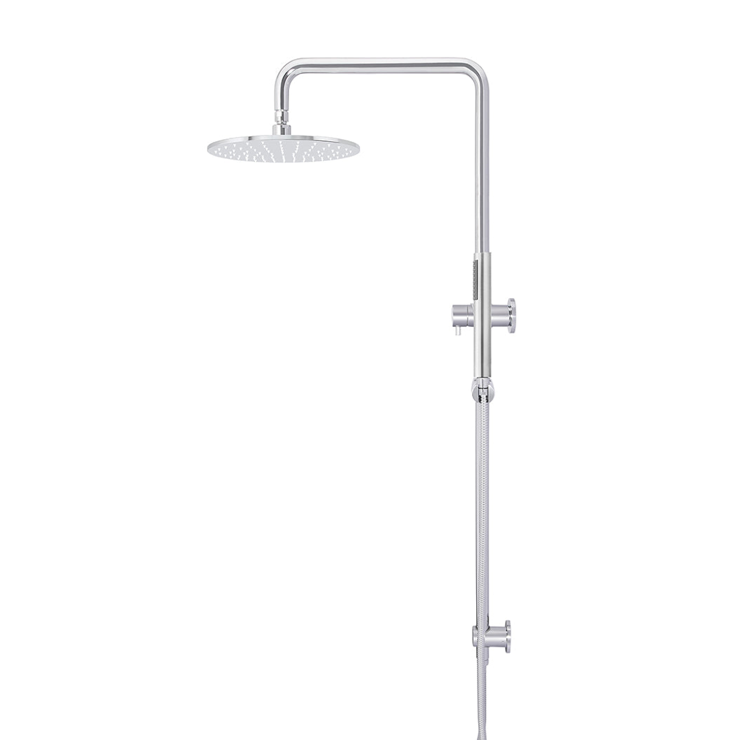 Meir Round Combination Shower Rail 300mm Rose Single Function Hand Shower Polished Chrome