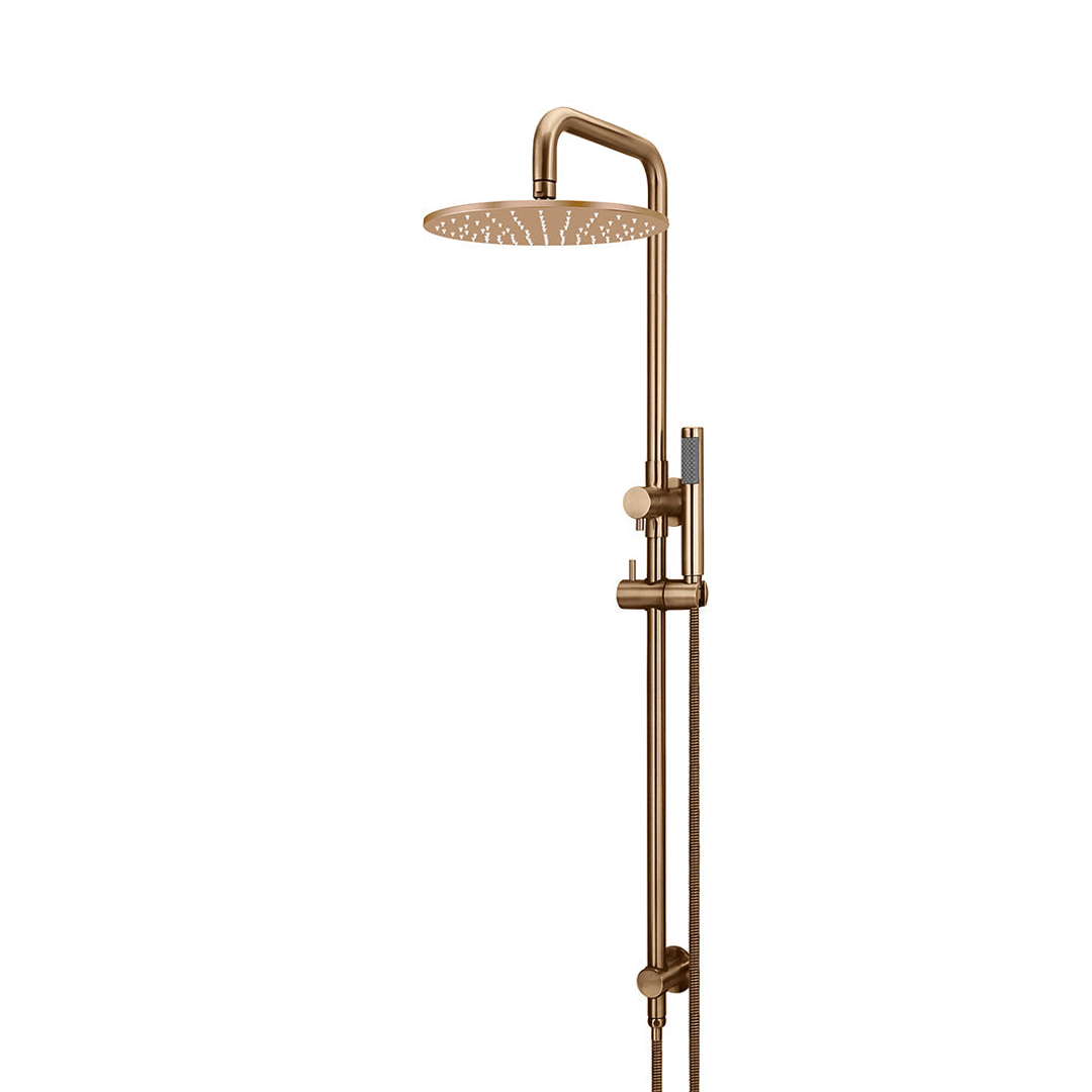 Meir Round Combination Shower Rail 300Mm Rose Single Function Hand Shower Lustre Bronze