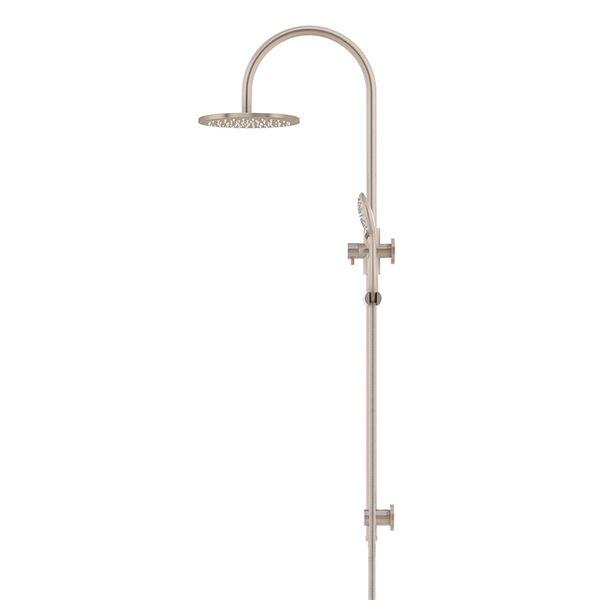 Meir 200Mm Round Overhead Shower Rail Three Function Hand Shower Champagne
