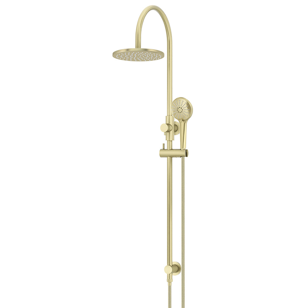 Meir 200Mm Round Overhead Shower Rail Three Function Hand Shower Tiger Bronze