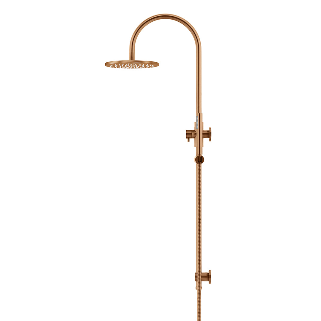 Meir 200Mm Round Overhead Shower Set Single Function Hand Shower Lustre Bronze