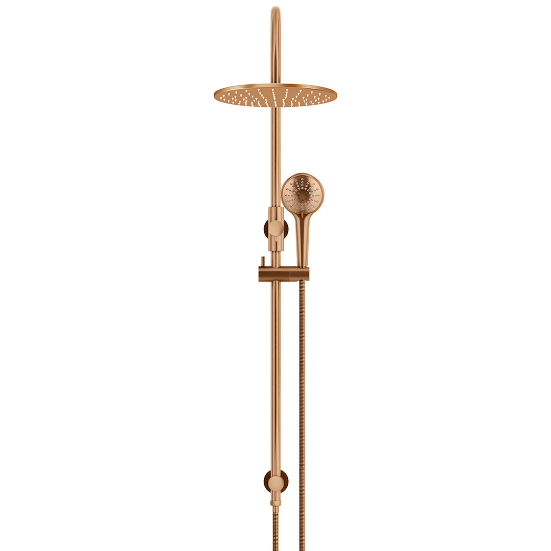 Meir 300Mm Round Overhead Shower Rail Three Function Hand Shower Lustre Bronze