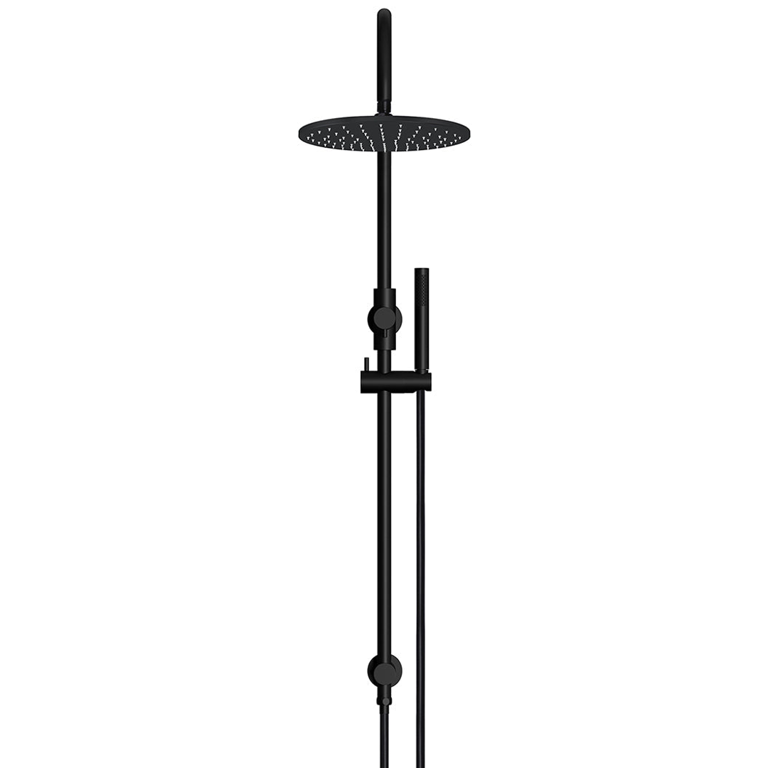 Meir 300Mm Round Overhead Shower Rail Three Function Hand Shower Matte Black Mz0906