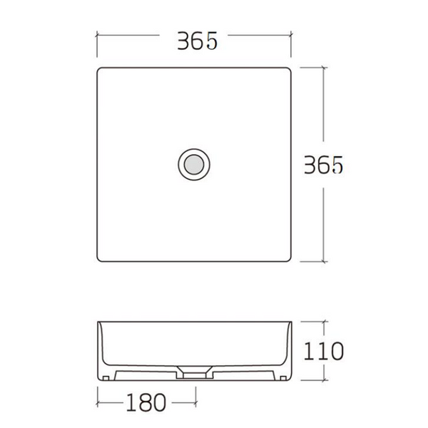 Aulic Macleod Matt White Above Counter Basin 365 X 365 X 110mm