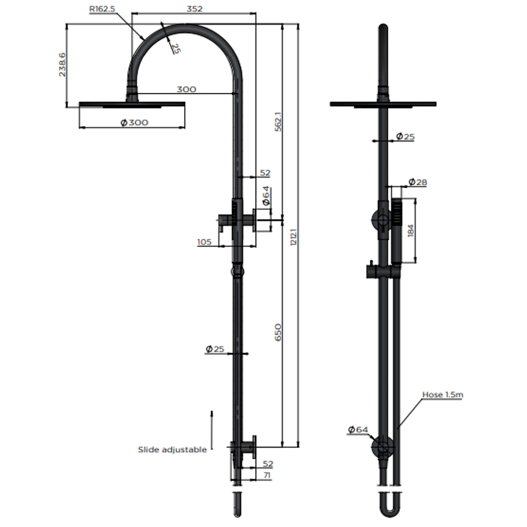 Meir 300Mm Round Overhead Shower Set Single Function Hand Shower Lustre Bronze