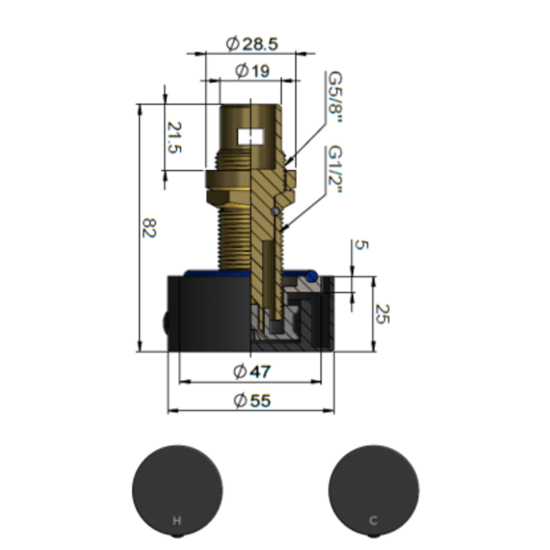 Meir Circular Wall Taps Matte Black