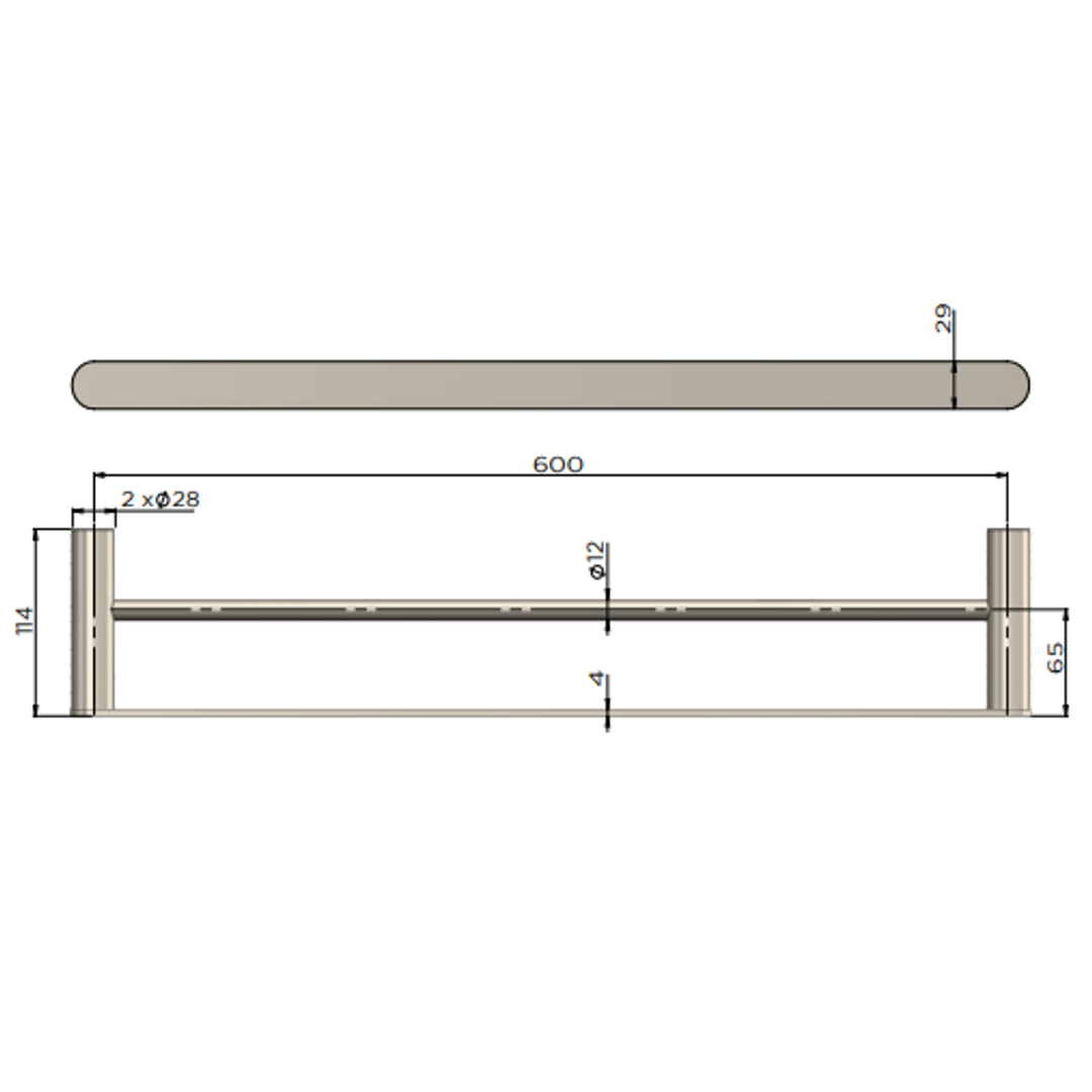 Meir Curvae Double Towel Rail 600Mm Champagne