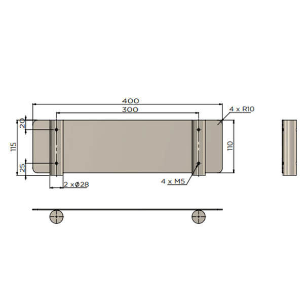 Meir Curvae Shower Shelf 400Mm Polished Chrome