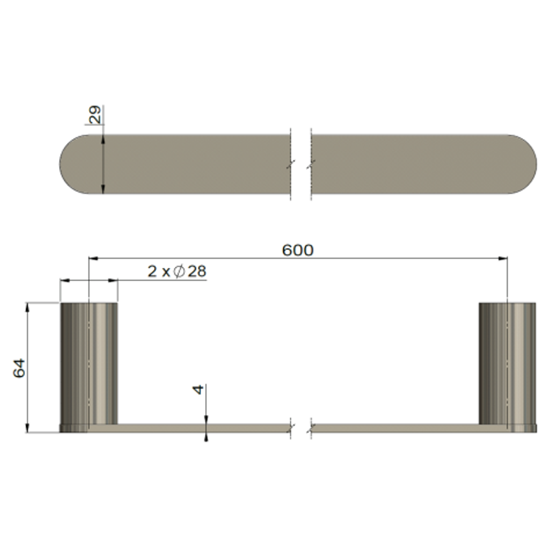 Meir Curvae Single Towel Rail 600Mm Brushed Nickel