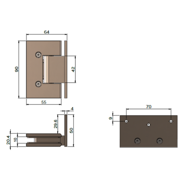 Meir Glass To Wall Shower Door Hinge Shadow