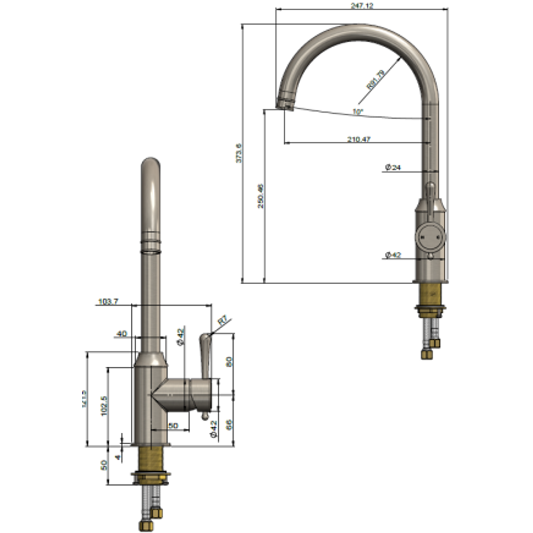 Meir Harrington Kitchen Mixer Brushed Nickel