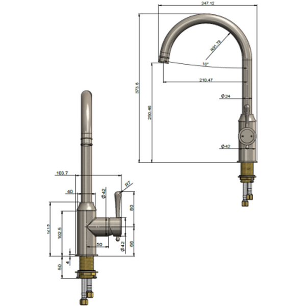 Meir Harrington Kitchen Mixer Brushed Nickel