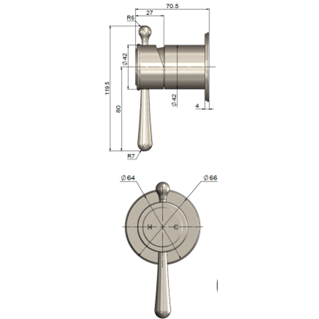 Meir Harrington Shower Mixer Finished Parts Brushed Nickel