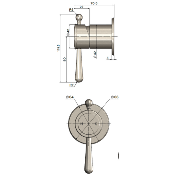 Meir Harrington Shower Mixer Finished Parts Brushed Nickel