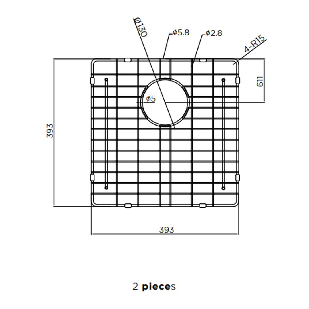 Meir Lavello Double Bowl Protection Sink Grid 860mm