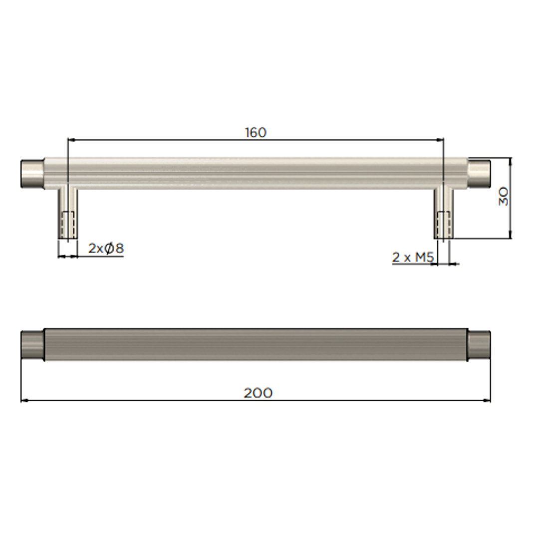 Meir Oppen Round Pull 200mm Cabinet Handle (Linear) Lustre Bronze
