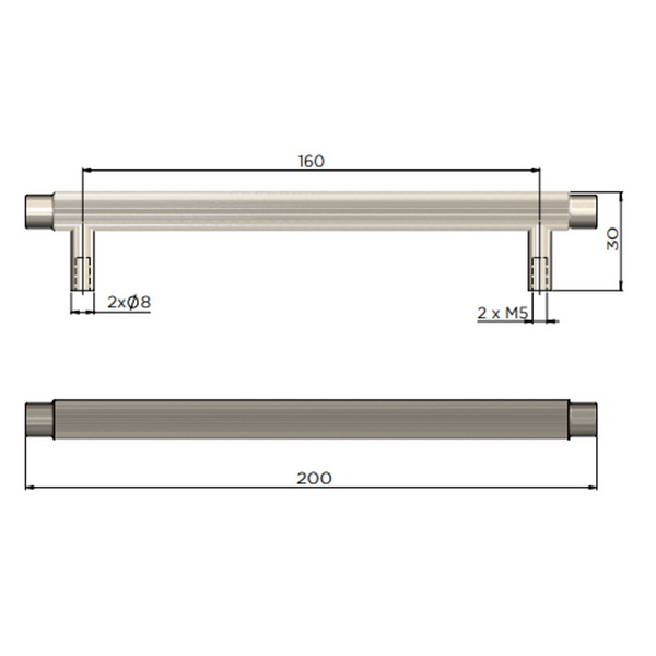 Meir Oppen Round Pull 200mm Cabinet Handle (Linear) Lustre Bronze