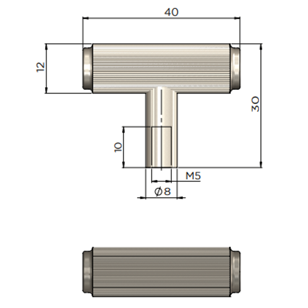 Meir Oppen T Pull Cabinet Handle (Linear) Tiger Bronze