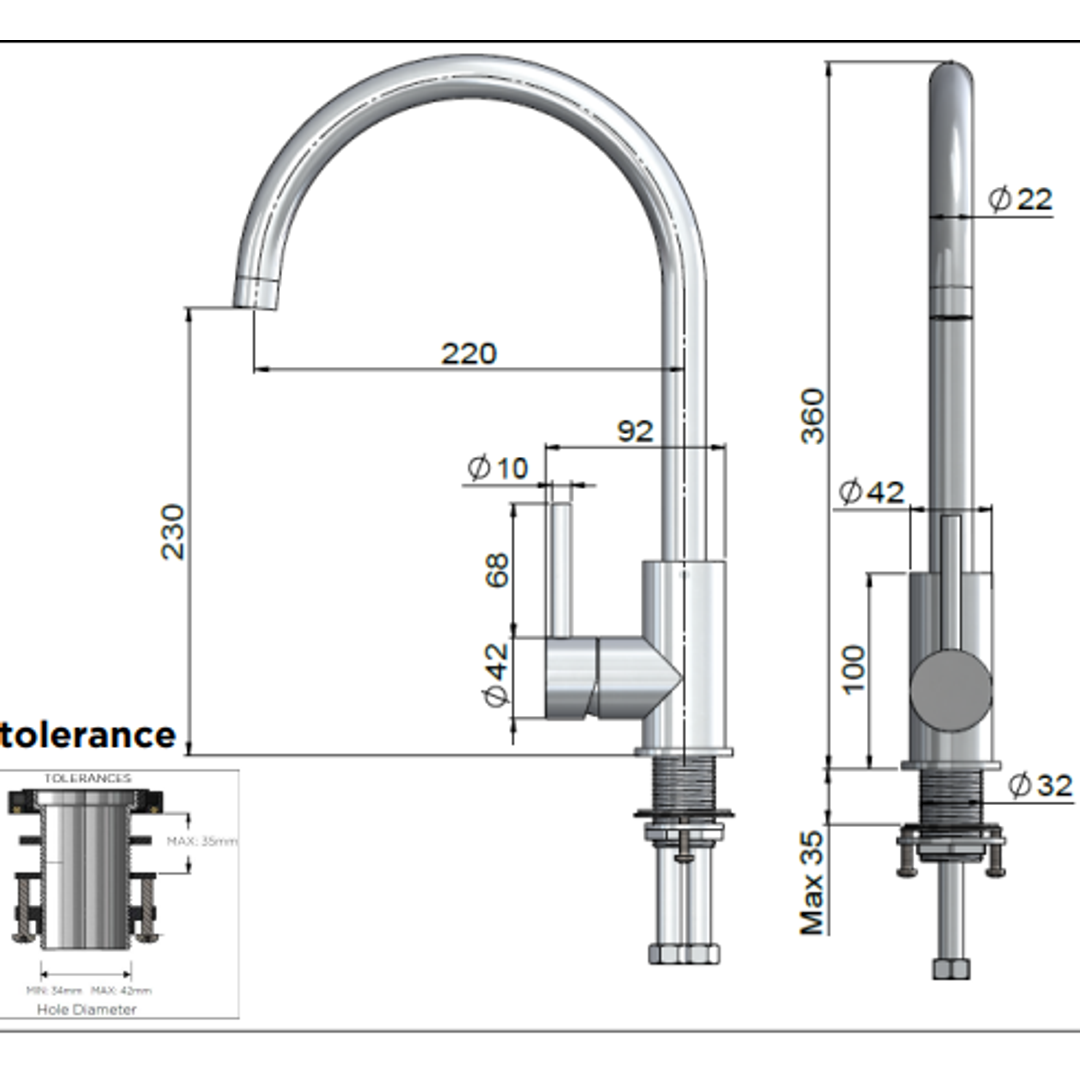 Meir Outdoor Kitchen Mixer Stainless Steel