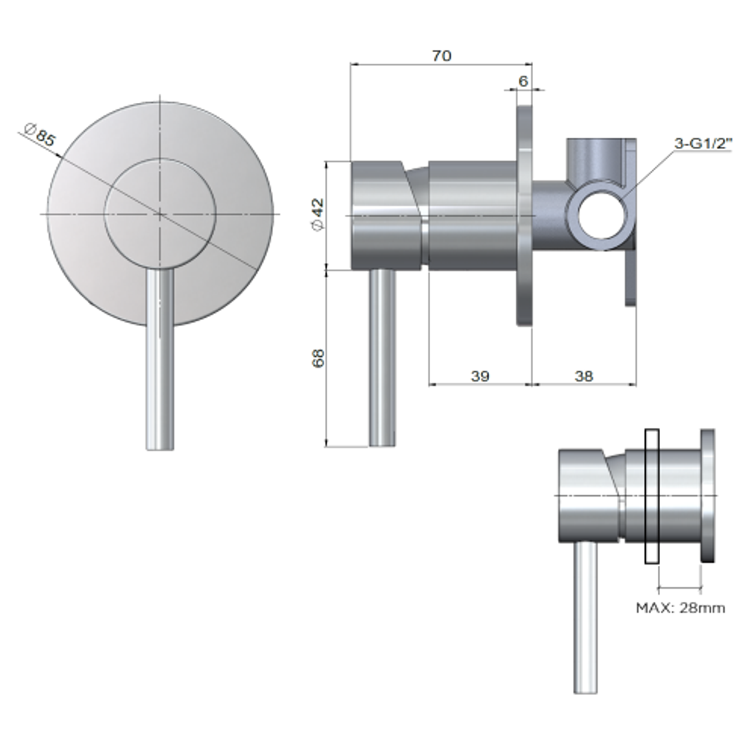 Meir Outdoor Wall Mixer Stainless Steel