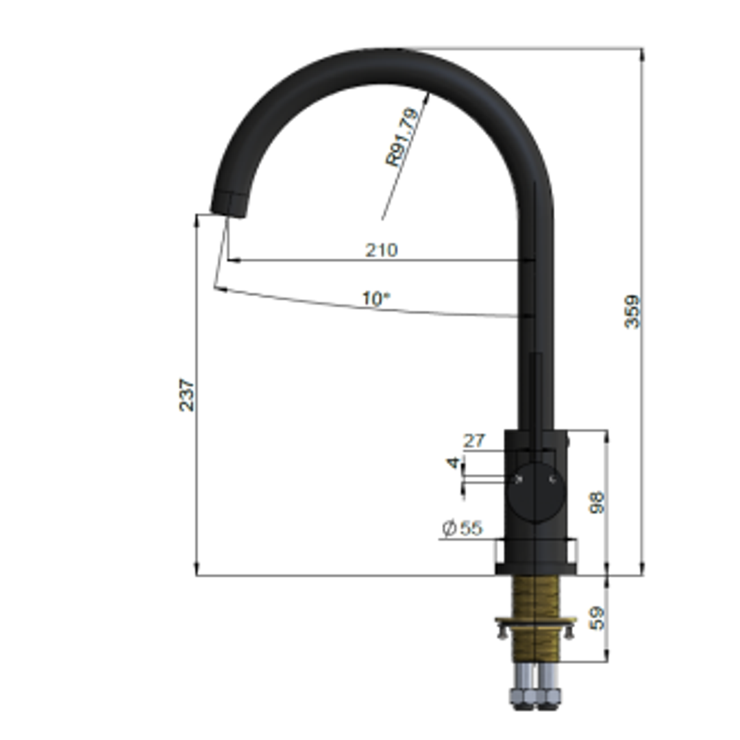 Meir Round Gooseneck Kitchen Mixer Tap Brushed Nickel