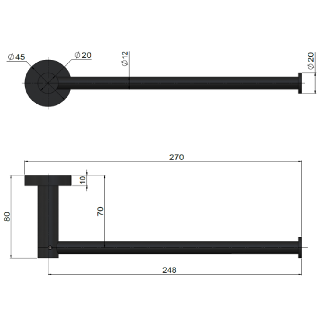 Meir Round Guest Towel Rail Matte Black