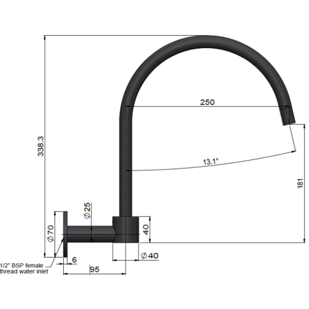 Meir Round High Rise Swivel Wall Spout Shadow