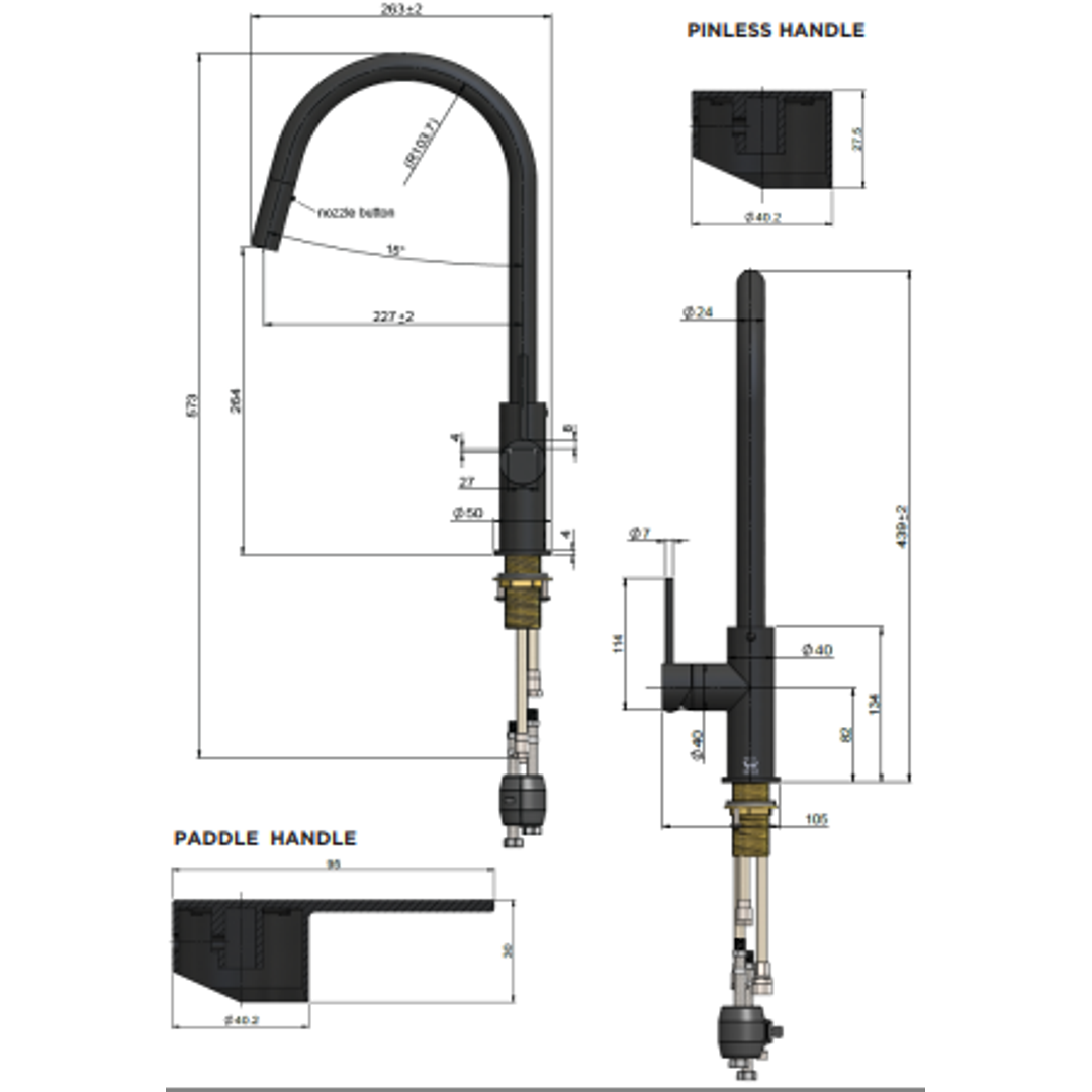 Meir Round Paddle Piccola Pull Out Kitchen Mixer Tap Brushed Nickel