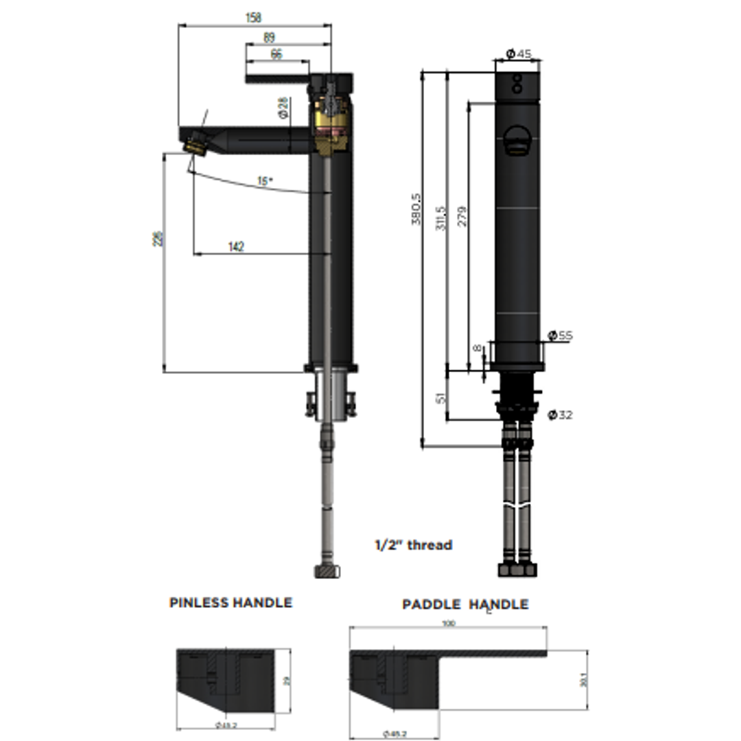 Meir Round Paddle Tall Basin Mixer Tiger Bronze