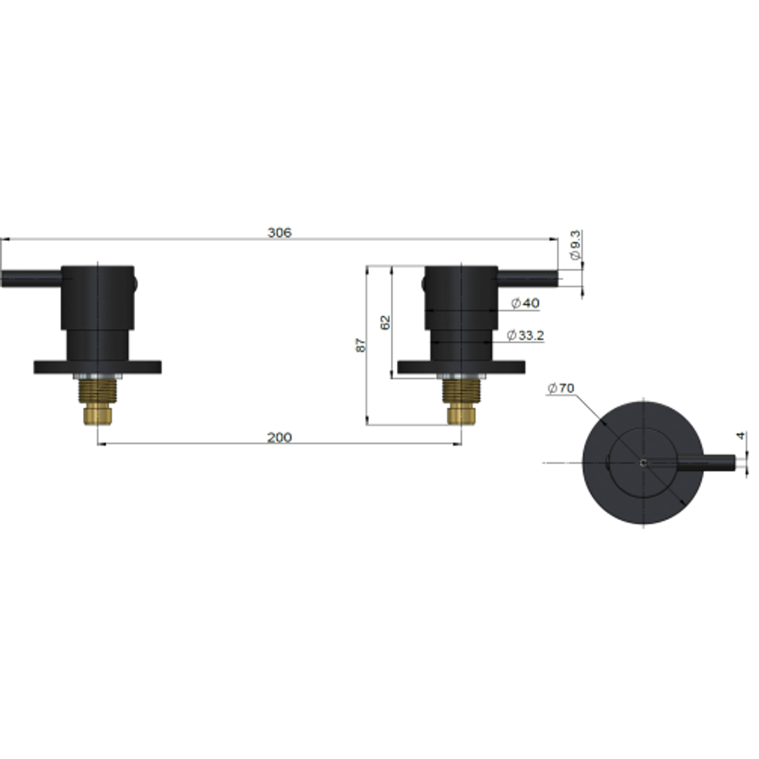 Meir Round Quarter Turn Wall Top Assemblies Lustre Bronze