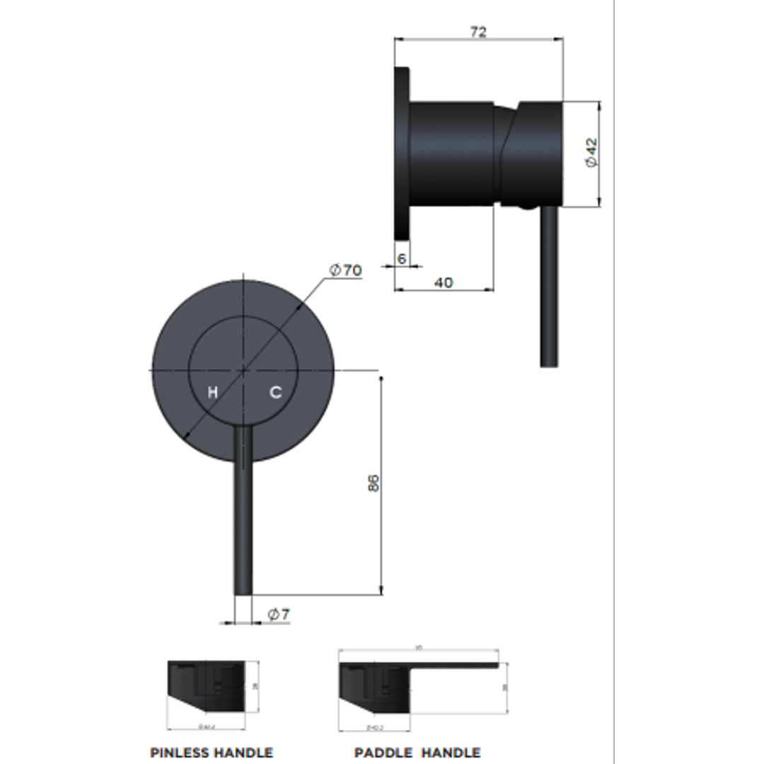 Meir Round Wall Mixer Finish Kit Matte Black
