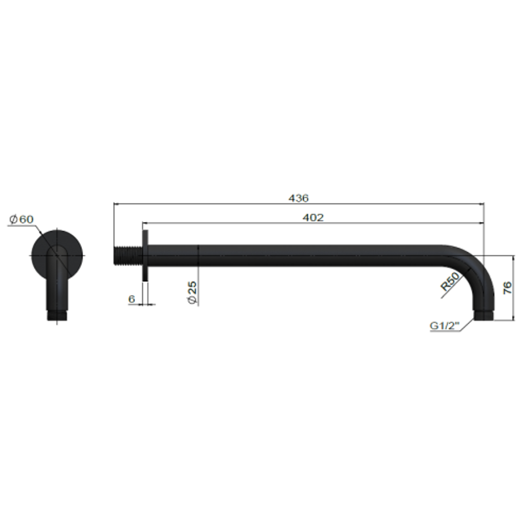 Meir Round Wall Shower Curved Arm 400Mm Lustre Bronze
