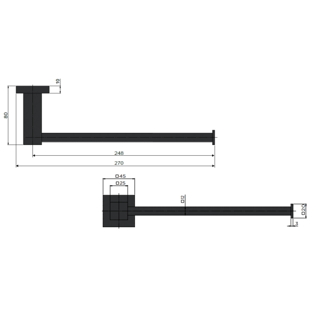 Meir Square Guest Towel Rail Matte Black