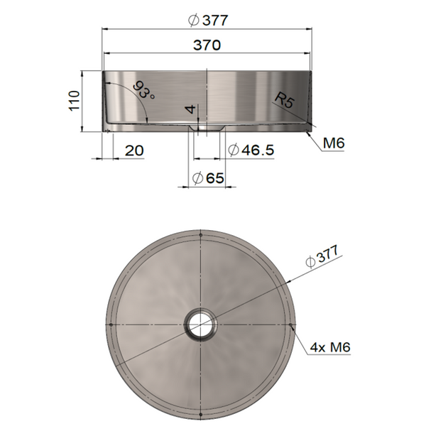 Meir Steel Round Bathroom Basin 380 X 110 Pvd Champagne