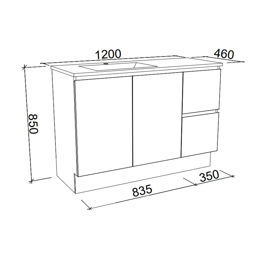 Nevada Vanity 1200mm Alpha Ceramic Top Floorstanding